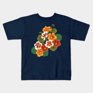 Nasturtium Garden-Navy Kids T-Shirt